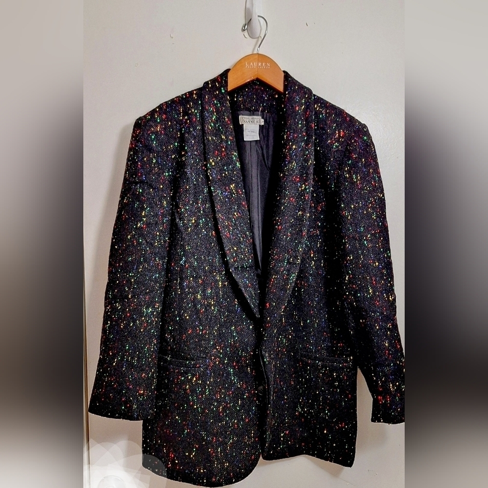 Vintage Couture CYNGE DESIGN Diane B Black Multicolored Wool Suit - Picture 2 of 11